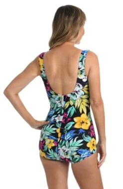 Island Mist Shirred Front Girl Leg One Piece -Swimwear Promotion Store MM2AC20 BLK B 1