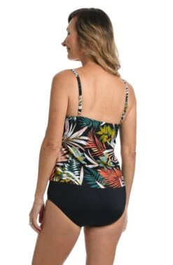 Palms And Fronds Two Tiered Tankini Top *FINAL SALE* -Swimwear Promotion Store MM2AN58 MLT B 1