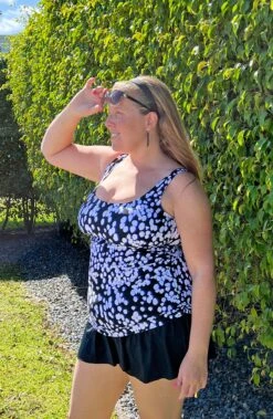 Tropical Rain Adjustable Tank Swim Dress One Piece -Swimwear Promotion Store MM2AV77 BLK UGC 1