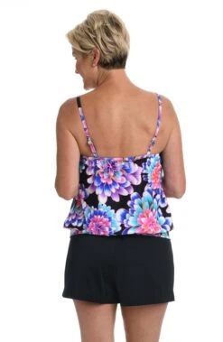Mum's The Word Blouson Tankini Top *FINAL SALE* -Swimwear Promotion Store MM2AZ61 BLK B