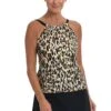 Jungle Cat High Neck Tankini Top *FINAL SALE* -Swimwear Promotion Store MM2DC60 BLK F