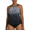Ombre Animal High Neck Underwire Tankini Top - FINAL SALE -Swimwear Promotion Store MM3C160 BLK F 1