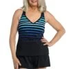Gradient Stripe V-Neck Racer Back Tankini Top -Swimwear Promotion Store MM3C227 COB F 1