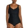 Solid Side Shirred One Piece 1 Solid Side Shirred One Piece -Swimwear Promotion Store MM3C414 BLK F 1