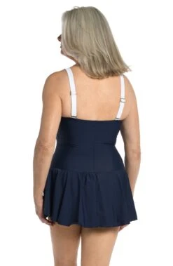 Solid Bandeau Princess Seam Swim Dress One Piece -Swimwear Promotion Store MM3C442 IND B 1