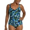 Dandelion Fields Spa Side Shirred One Piece -Swimwear Promotion Store MM3C514 BLK F 1