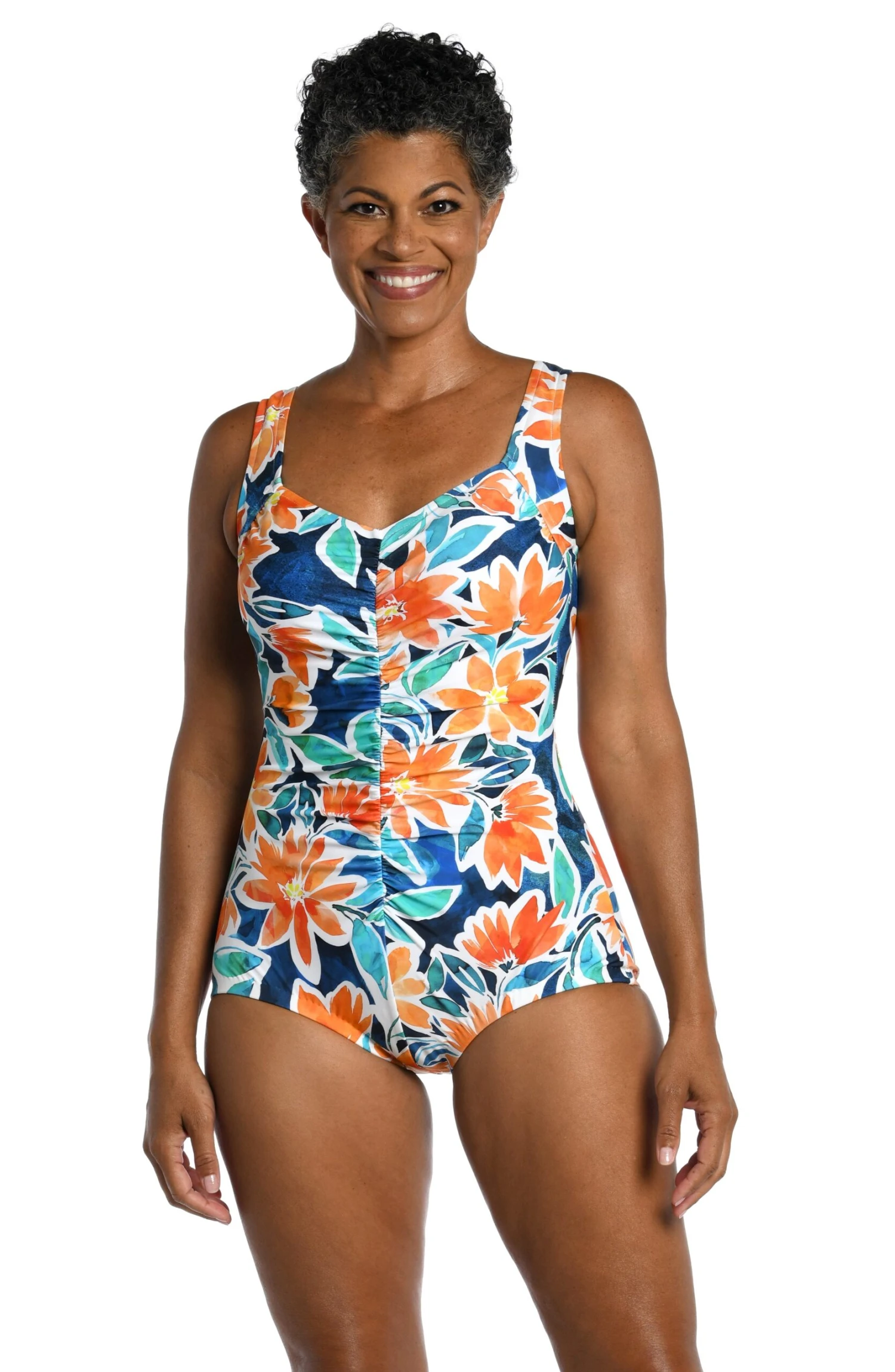 Joyful Blooms Shirred Front Girl Leg One Piece 3 Joyful Blooms Shirred Front Girl Leg One Piece