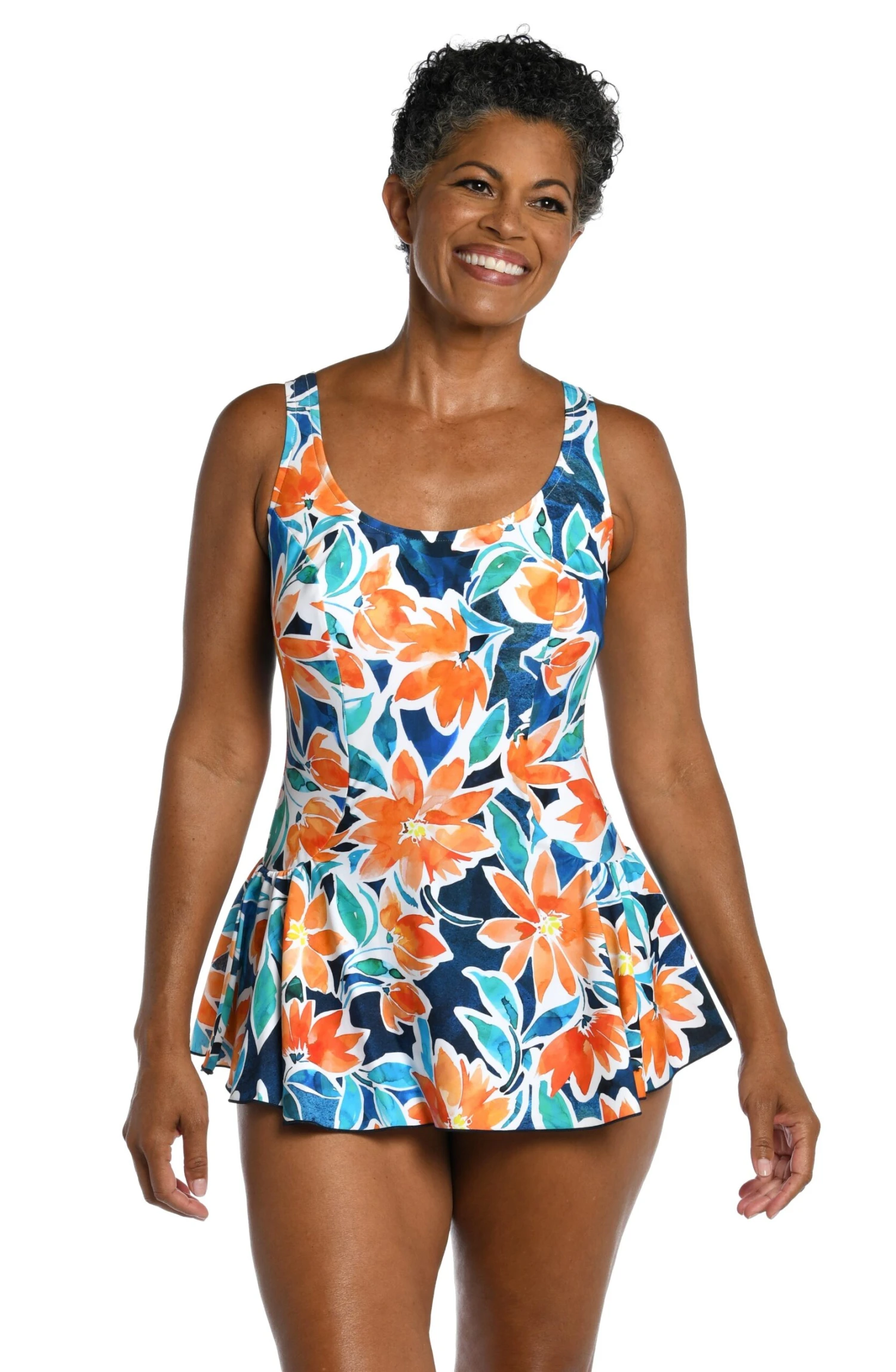 Joyful Blooms Princess Seam Swim Dress One Piece 3 Joyful Blooms Princess Seam Swim Dress One Piece