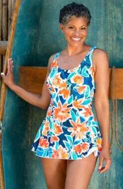 Joyful Blooms Princess Seam Swim Dress One Piece 7 Joyful Blooms Princess Seam Swim Dress One Piece -Swimwear Promotion Store MM3CA41 MLT Shot 38 Shot 38 021 Web