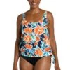 Joyful Blooms Banded Scoop Blouson Tankini Top