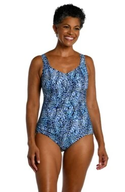 Tidal Wave Side Shirred One Piece