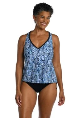 Tidal Wave V-Neck Racer Back Tankini Top