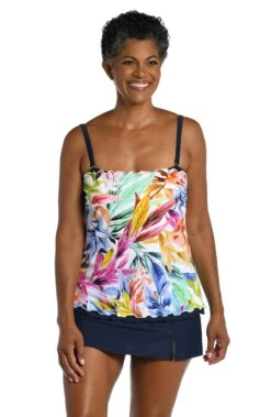 Conga Vines Ruffled Bandeau Tankini Top -Swimwear Promotion Store MM3CD69 MLT F 1