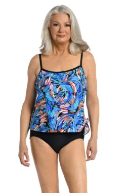 Feathers & Flair Scoop Neck Faux Tankini One Piece - FINAL SALE