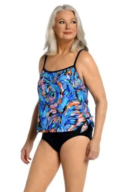 Feathers & Flair Scoop Neck Faux Tankini One Piece - FINAL SALE 8 Feathers & Flair Scoop Neck Faux Tankini One Piece - FINAL SALE -Swimwear Promotion Store MM3CE12 MLT F 2
