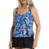 Feathers & Flair Faux Skirtini One Piece - FINAL SALE -Swimwear Promotion Store MM3CE47 MLT F 1