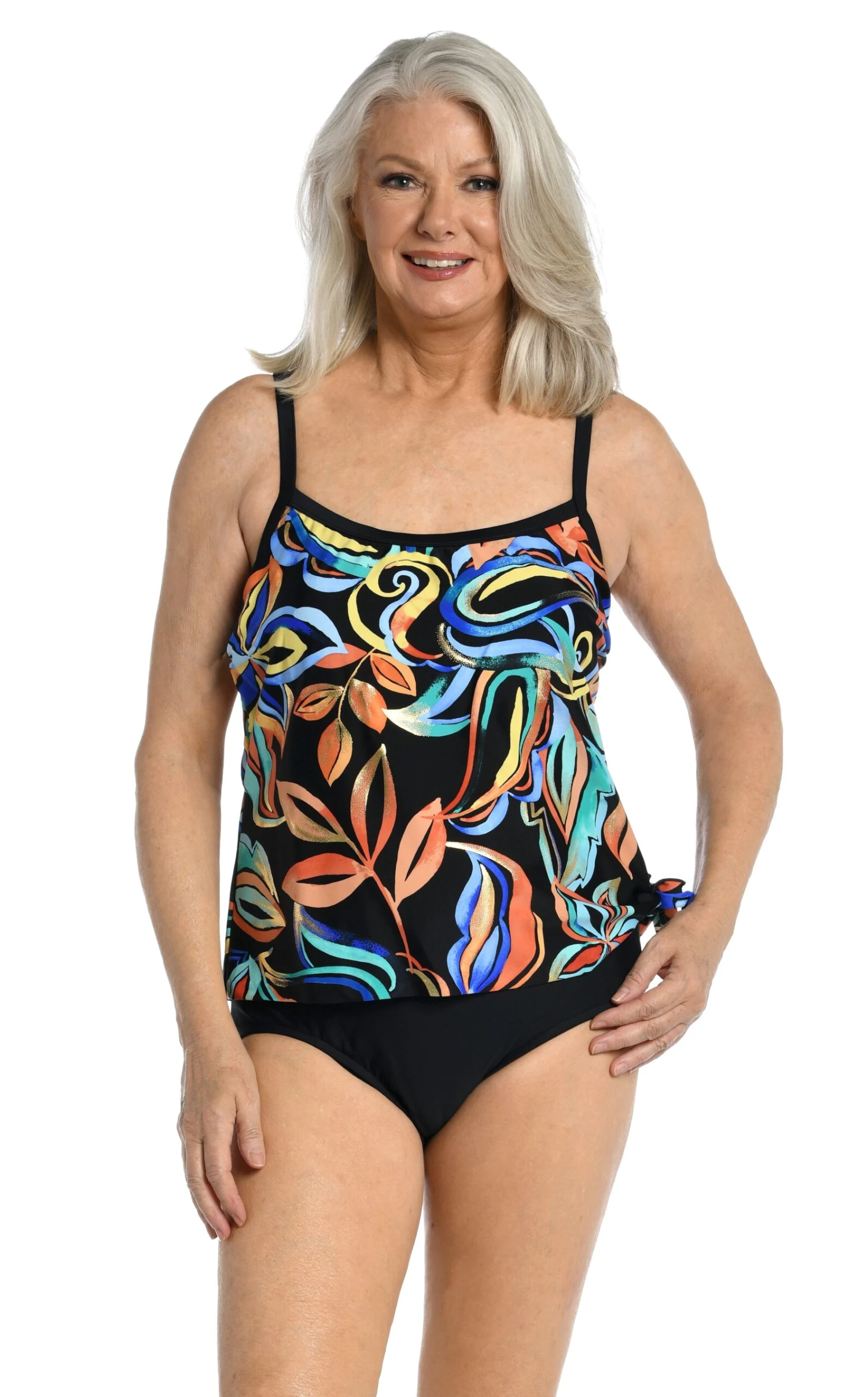 Watercolor Expressions Scoop Neck Faux Tankini One Piece - FINAL SALE 3 Watercolor Expressions Scoop Neck Faux Tankini One Piece - FINAL SALE
