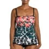 Floating Flowers Ruffled Bandeau Tankini Top