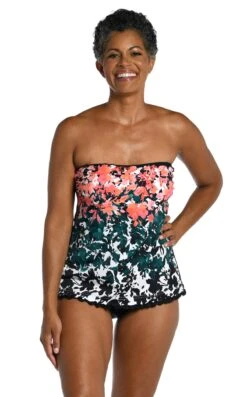Floating Flowers Ruffled Bandeau Tankini Top 7 Floating Flowers Ruffled Bandeau Tankini Top -Swimwear Promotion Store MM3CJ69 MLT F 2
