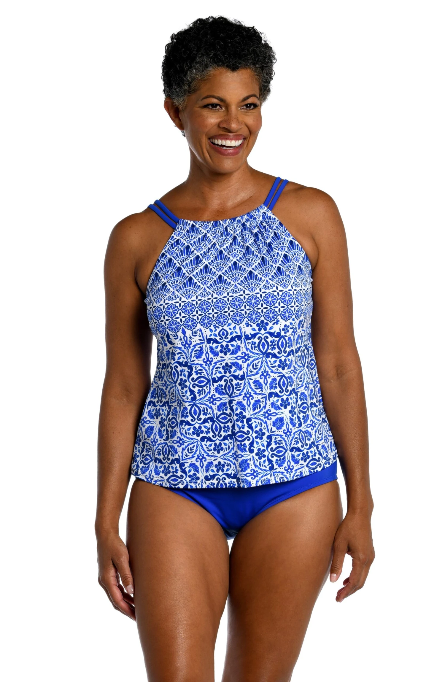 Grecian Tile High Neck Underwire Tankini Top 3 Grecian Tile High Neck Underwire Tankini Top