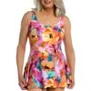 Sunset Bouquet Princess Seam Swim Dress One Piece - FINAL SALE -Swimwear Promotion Store MM3CP41 MLT F 1