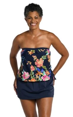 Mystic Garden Bandeau Blouson Tankini Top -Swimwear Promotion Store MM3CR66 MLT F 2