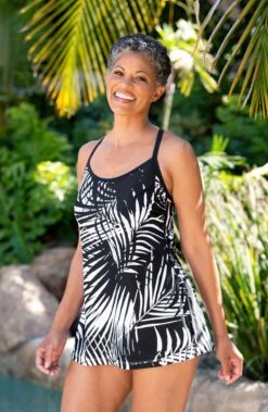 Shadow Palms Scoop Neck Swim Dress One Piece - FINAL SALE 7 Shadow Palms Scoop Neck Swim Dress One Piece - FINAL SALE -Swimwear Promotion Store MM3CT23 BLK Shot 08 Shot 08 019 Web