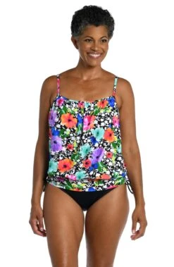 Pop Petals Blouson Underwire Tankini Top - FINAL SALE