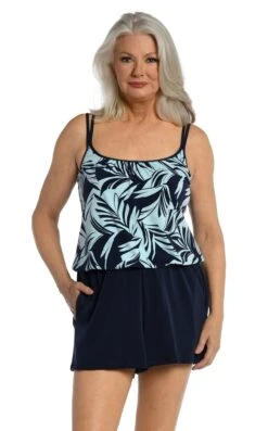 Coastal Palm Swim Romper One Piece/Cover Up