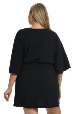 Solid Kimono Tunic Cover Up (Plus Size) 14 Solid Kimono Tunic Cover Up (Plus Size) -Swimwear Promotion Store MW1PH39BLK B1
