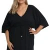 Solid Kimono Tunic Cover Up (Plus Size) -Swimwear Promotion Store MW1PH39BLK F