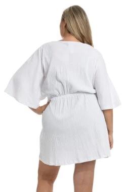 Solid Kimono Tunic Cover Up (Plus Size) 18 Solid Kimono Tunic Cover Up (Plus Size) -Swimwear Promotion Store MW1PH39WHT B
