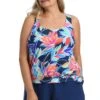 Jungle Vines Banded Scoop Blouson Tankini Top (Plus Size) *FINAL SALE* -Swimwear Promotion Store MW2AJ67 MLT F