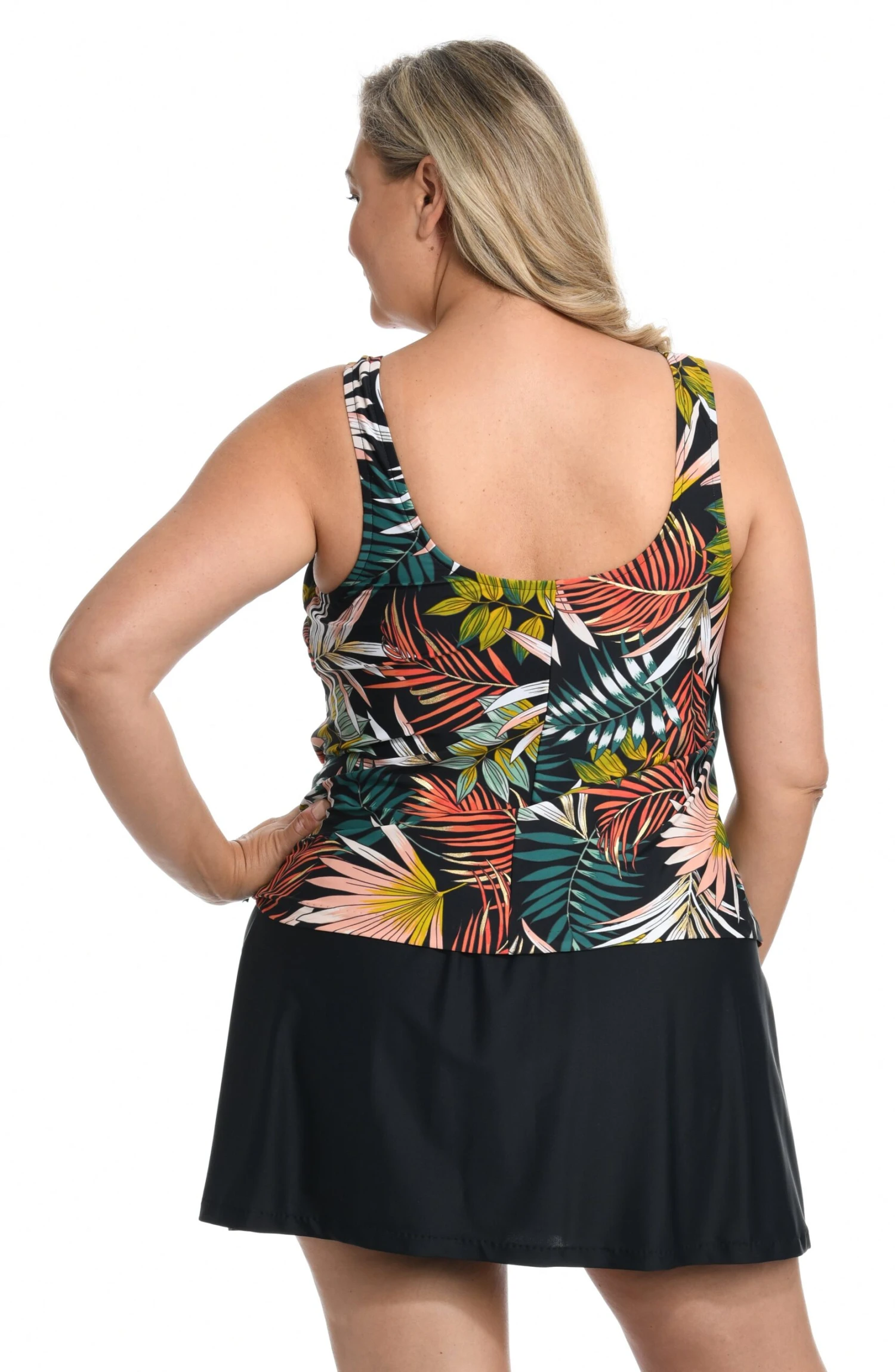Palms And Fronds Faux Skirtini One Piece (Plus Size) *FINAL SALE* 4 Palms And Fronds Faux Skirtini One Piece (Plus Size) *FINAL SALE* - Image 2