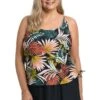 Palms And Fronds Faux Skirtini One Piece (Plus Size) *FINAL SALE* -Swimwear Promotion Store MW2AN47 MLT F