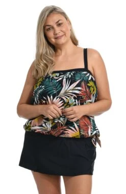 Palms And Fronds Bandeau Blouson Tankini Top (Plus Size) *FINAL SALE* 7 Palms And Fronds Bandeau Blouson Tankini Top (Plus Size) *FINAL SALE* -Swimwear Promotion Store MW2AN66 MLT F 2