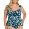 Dandelion Fields Spa Shirred Front Girl Leg One Piece (Plus Size) -Swimwear Promotion Store MW3C521 BLK F 1