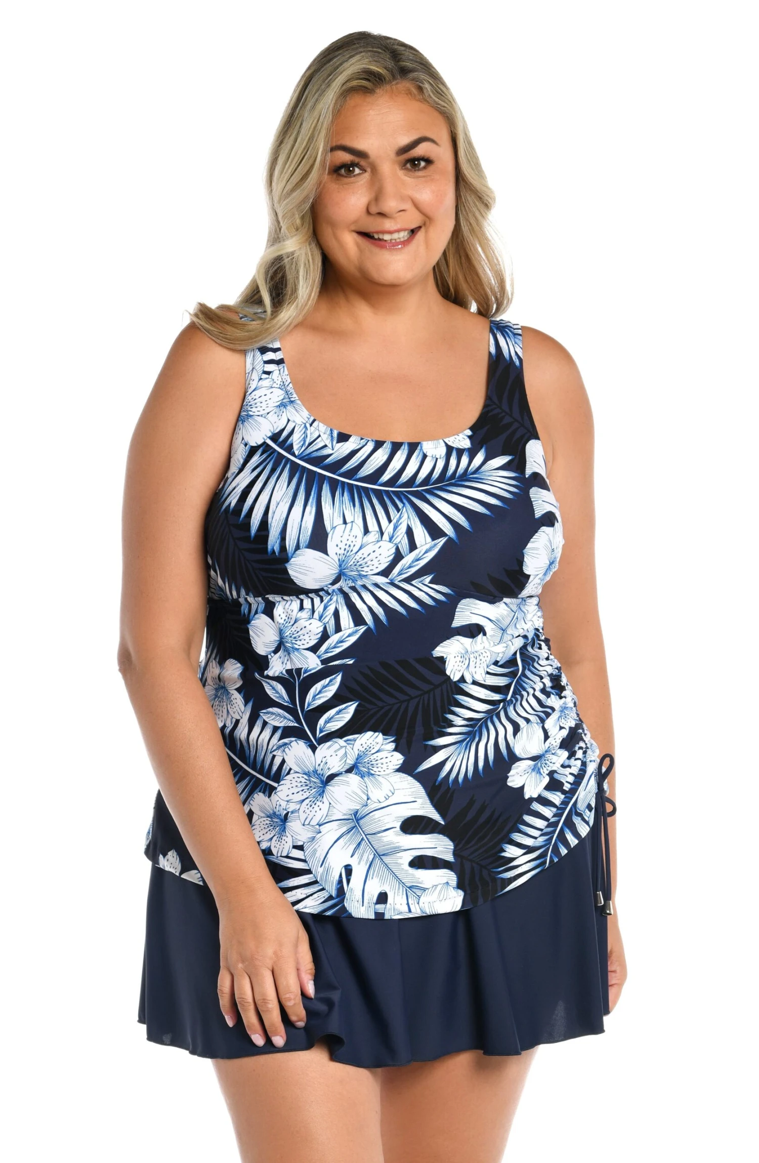 Moonlight Tropics Adjustable Tank Swim Dress One Piece (Plus Size) 3 Moonlight Tropics Adjustable Tank Swim Dress One Piece (Plus Size)