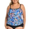 Feathers & Flair Scoop Neck Faux Tankini One Piece (Plus Size) - FINAL SALE -Swimwear Promotion Store MW3CE12 MLT F 1