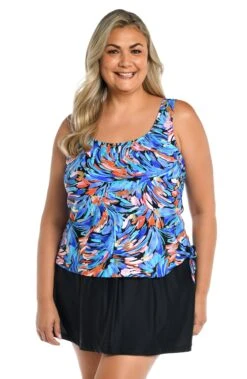 Feathers & Flair Faux Skirtini One Piece (Plus Size) - FINAL SALE