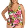 Exotic Jungle Twist Front One Piece (Plus Size) - FINAL SALE -Swimwear Promotion Store MW3CK04 MLT F 1
