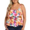 Sunset Bouquet Two Tiered Tankini Top (Plus Size) - FINAL SALE -Swimwear Promotion Store MW3CP58 MLT F 1