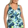 Electric Rose Empire Swim Dress One Piece (Plus Size) - FINAL SALE -Swimwear Promotion Store MW3CQ40 MLT F 1