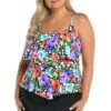 Pop Petals Two Tiered Tankini Top (Plus Size) - FINAL SALE -Swimwear Promotion Store MW3CV58 MLT F 1