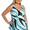 Retro Wave Empire Swim Dress One Piece (Plus Size) - FINAL SALE 2 Retro Wave Empire Swim Dress One Piece (Plus Size) - FINAL SALE -Swimwear Promotion Store MW3CW40 MLT F 1
