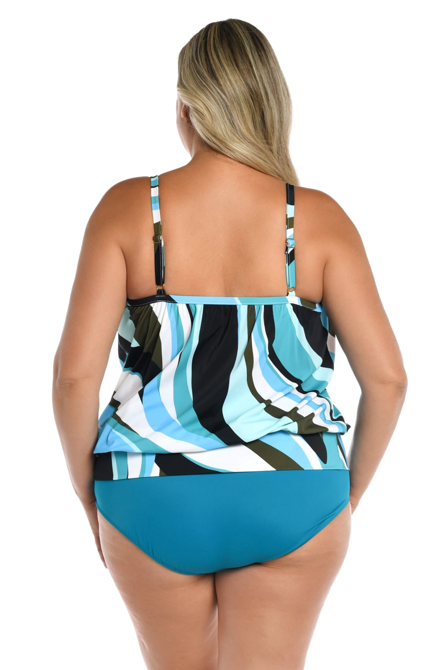 Retro Wave Underwire Blouson Tankini Top (Plus Size) - FINAL SALE 4 Retro Wave Underwire Blouson Tankini Top (Plus Size) - FINAL SALE - Image 2