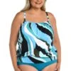 Retro Wave Underwire Blouson Tankini Top (Plus Size) - FINAL SALE -Swimwear Promotion Store MW3CW61 MLT F 1