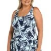 Coastal Palm Princess Seam Swim Dress One Piece (Plus Size) -Swimwear Promotion Store MW3CY41 IND F 1
