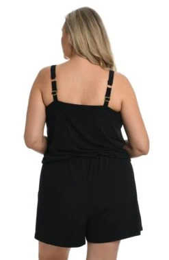 Jersey Swim Romper One Piece/Cover Up (Plus Size) 5 Jersey Swim Romper One Piece/Cover Up (Plus Size) -Swimwear Promotion Store MW9MD45BLK B