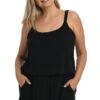 Jersey Swim Romper One Piece/Cover Up (Plus Size) -Swimwear Promotion Store MW9MD45BLK F